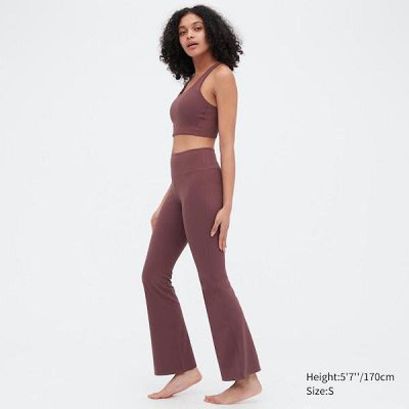 Women Uniqlo AIRism Soft Flare Pants Burgundy | 9186267