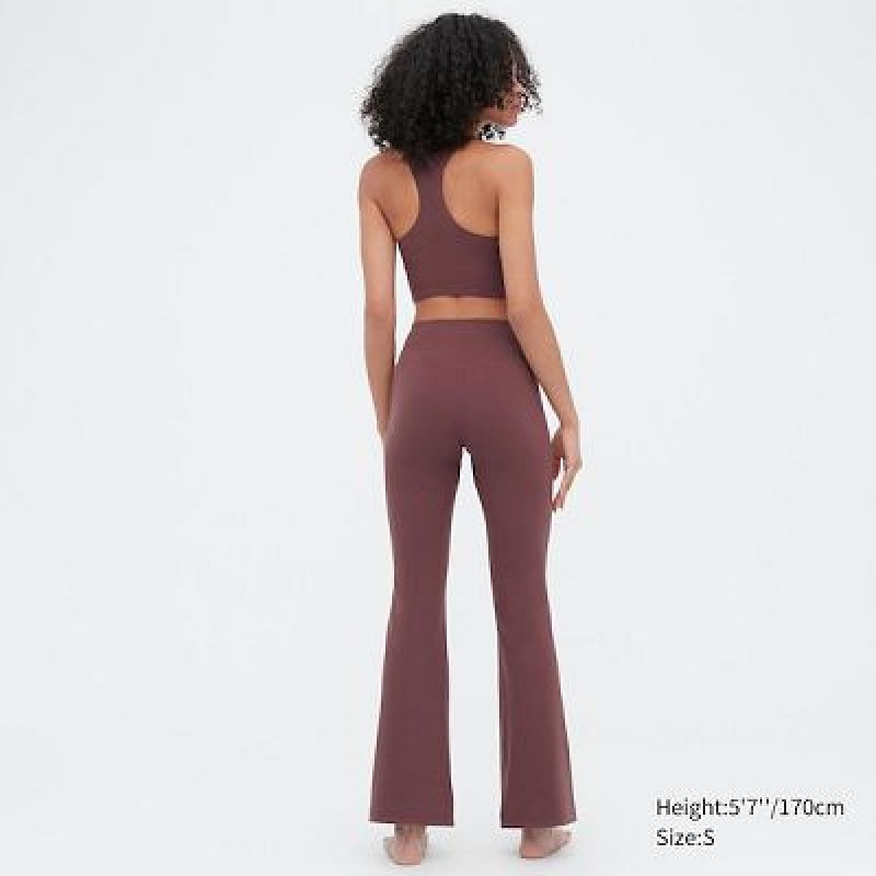 Women Uniqlo AIRism Soft Flare Pants Burgundy | 9186267