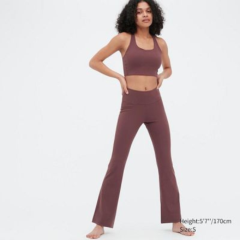Women Uniqlo AIRism Soft Flare Pants Burgundy | 9186267