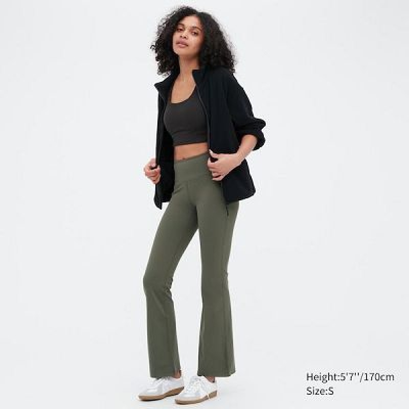 Women Uniqlo AIRism Soft Flare Pants Olive | 6115660