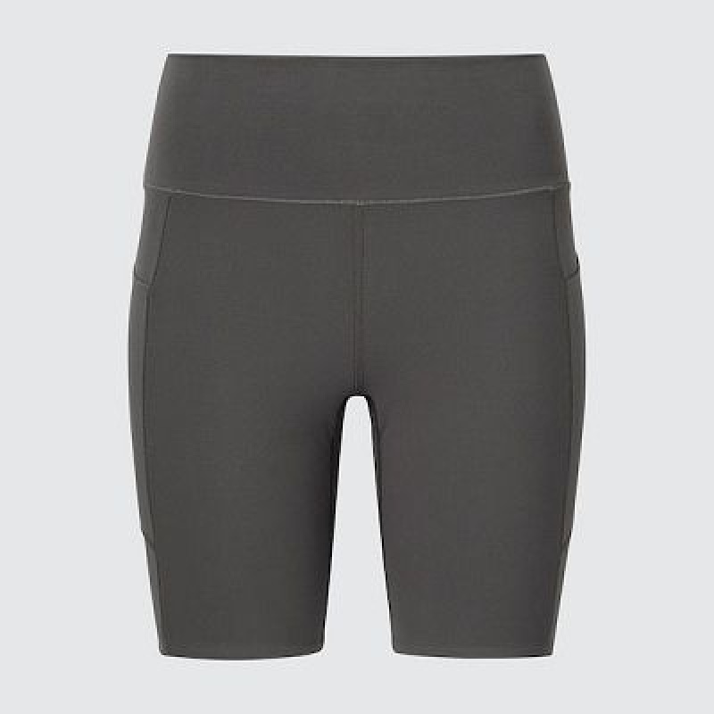 Women Uniqlo AIRism Soft Pocket Biker Shorts Grey | 3449574