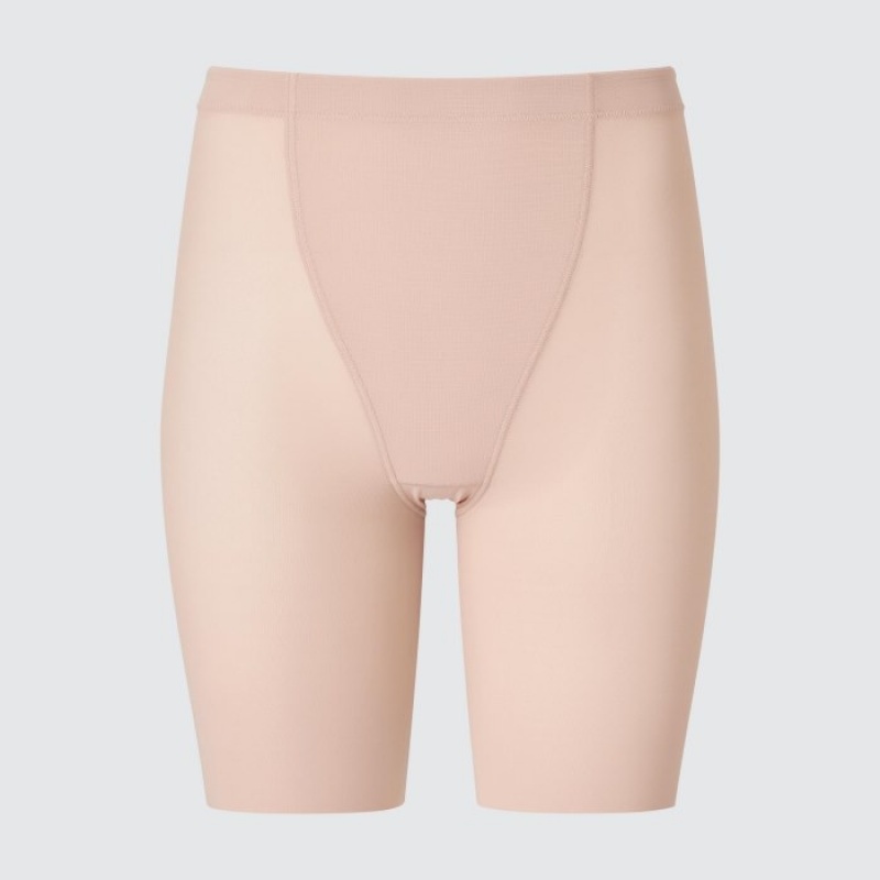 Women Uniqlo AIRism Support Body Shaper Unlined Half Shorts Beige | 9108136
