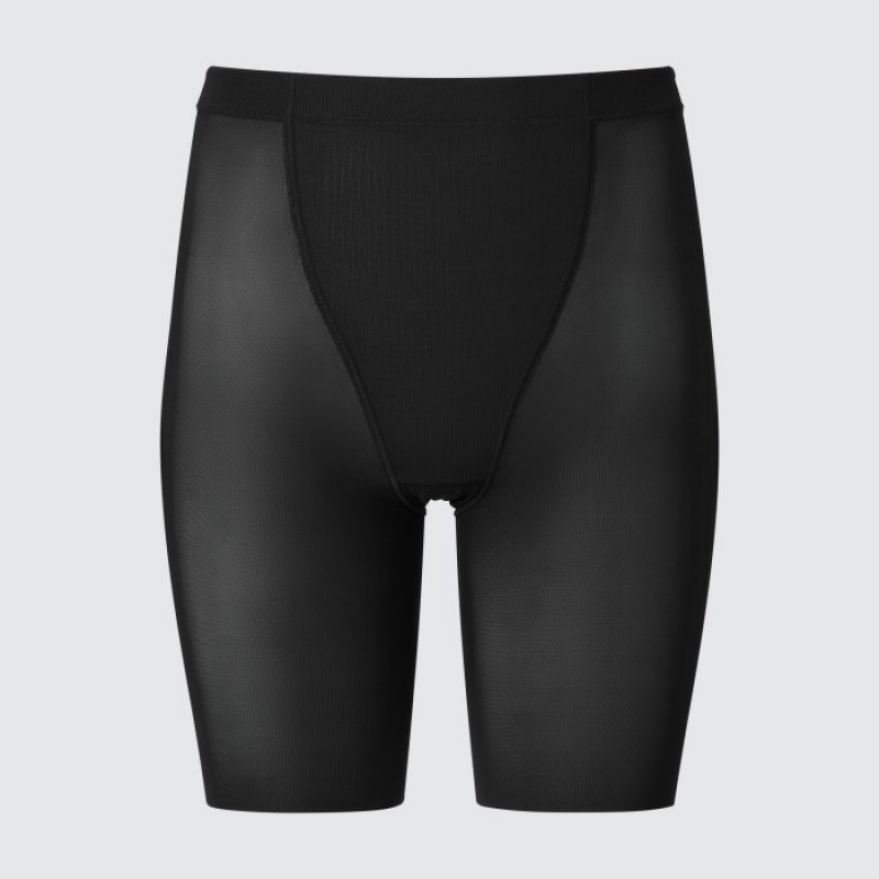 Women Uniqlo AIRism Support Body Shaper Unlined Half Shorts Black | 781786