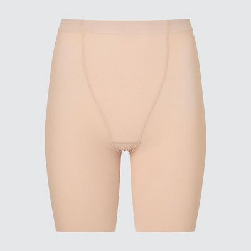 Women Uniqlo AIRism Support Body Shaper Unlined Half Tight Beige | 793312