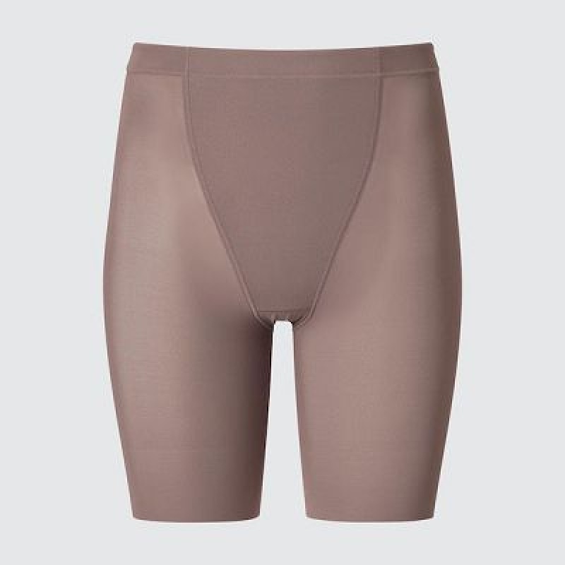 Women Uniqlo AIRism Support Body Shaper Unlined Half Tight Brown | 3329221