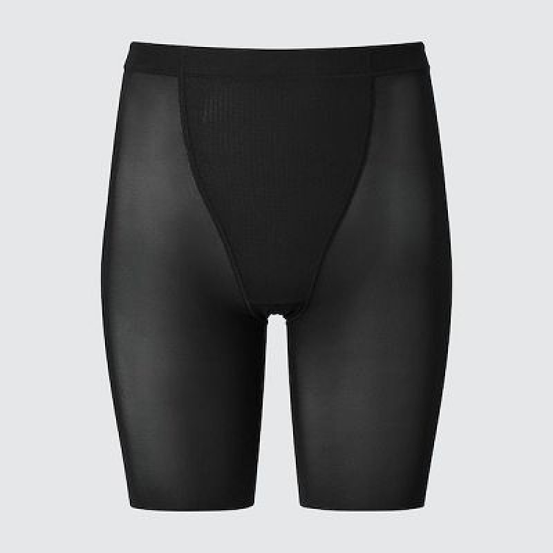 Women Uniqlo AIRism Support Body Shaper Unlined Half Tight Black | 6342063