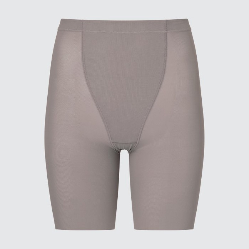 Women Uniqlo AIRism Support Body Shaper Unlined Half Shorts Grey | 7059250