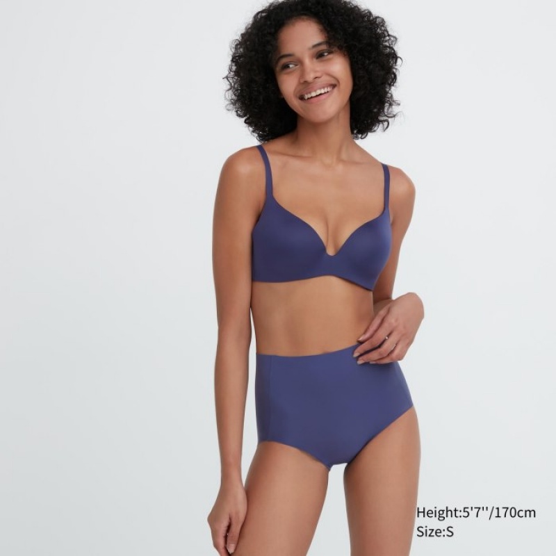 Women Uniqlo AIRism Ultra Seamless High-Rise Briefs Blue | 4928281