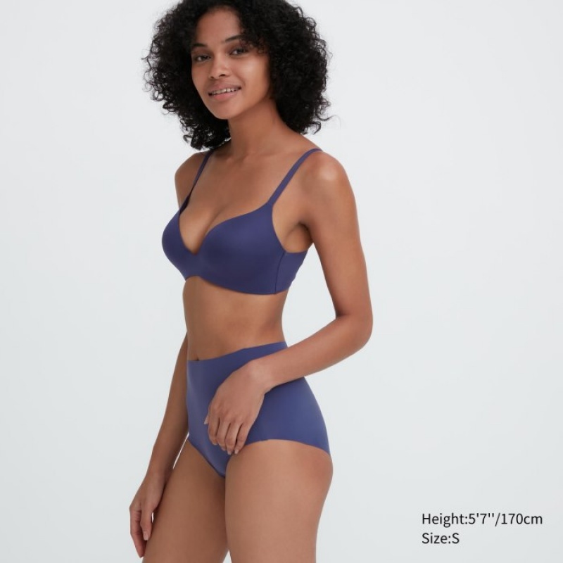Women Uniqlo AIRism Ultra Seamless High-Rise Briefs Blue | 4928281