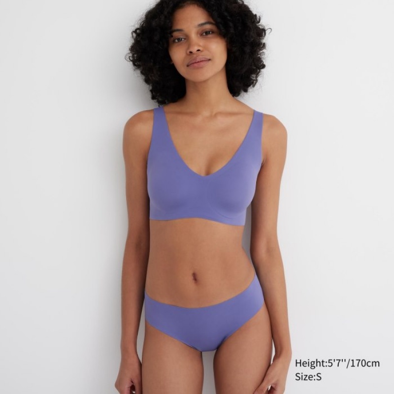 Women Uniqlo AIRism Ultra Seamless Regular Briefs Blue | 7344841