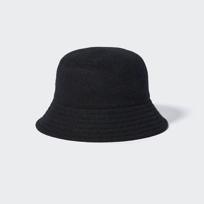 Women Uniqlo Adjustable Wool Bucket Hats Black | 9751167