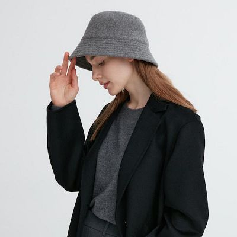 Women Uniqlo Adjustable Wool Bucket Hats Grey | 2155414