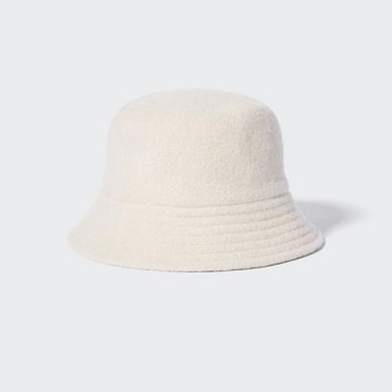 Women Uniqlo Adjustable Wool Bucket Hats White | 4664110
