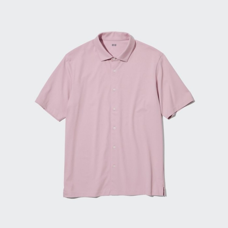 Women Uniqlo Airism Full Open Short-sleeve Polo Shirts Pink | 1220517