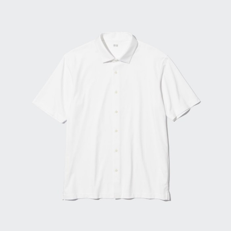 Women Uniqlo Airism Full Open Short-sleeve Polo Shirts White | 4736538