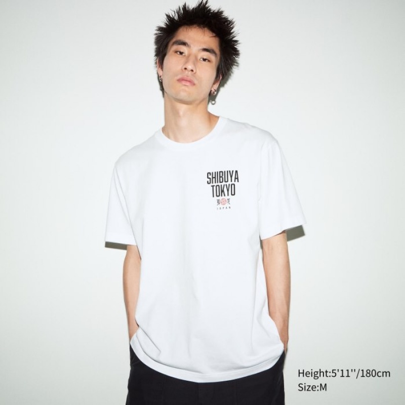 Women Uniqlo Anime JUJUTSU KAISEN Season 2 UT Short-Sleeve T Shirts White | 3372103