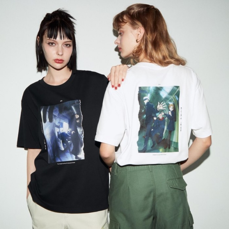 Women Uniqlo Anime JUJUTSU KAISEN Season 2 UT Short-Sleeve T Shirts Black | 2826482