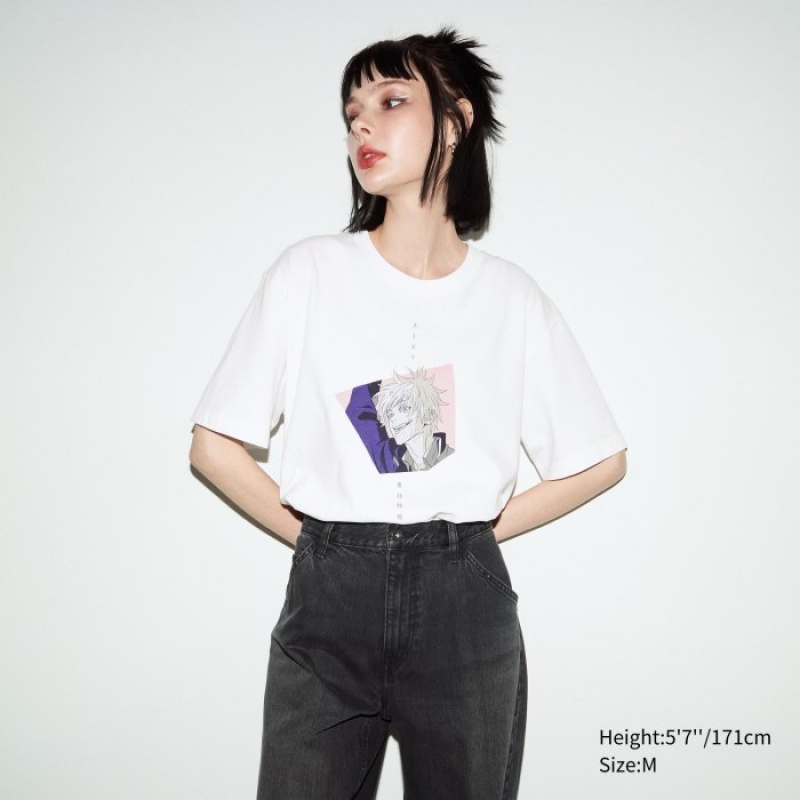 Women Uniqlo Anime JUJUTSU KAISEN Season 2 UT Short-Sleeve T Shirts White | 3137365