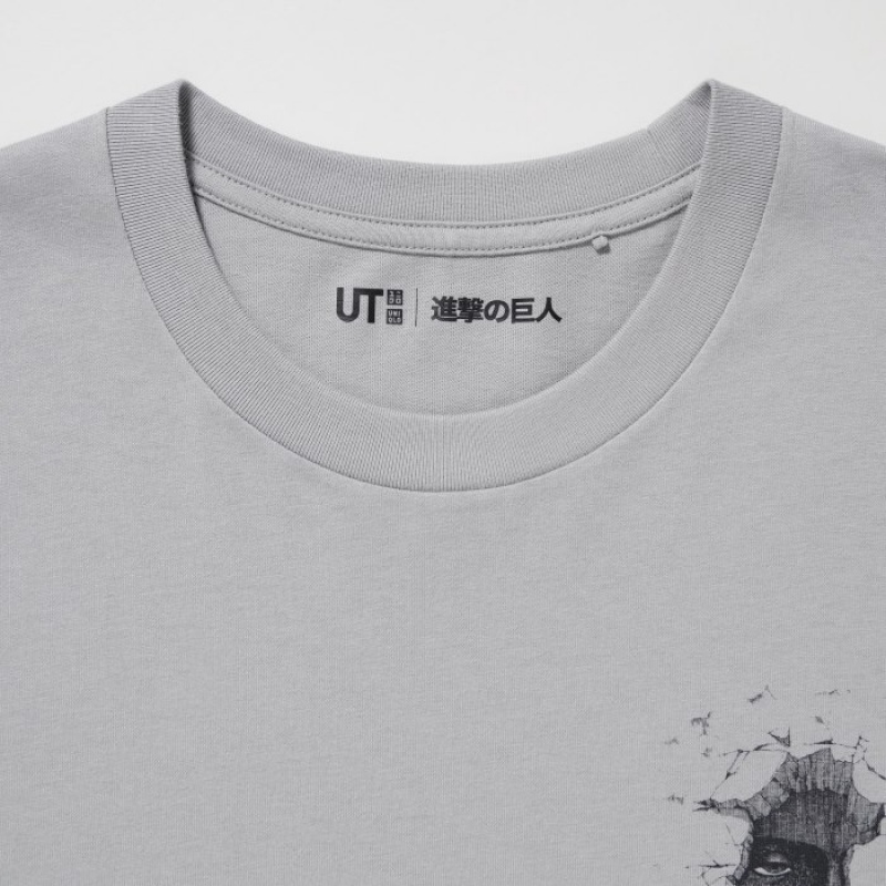 Women Uniqlo Attack on Titan UT Short-Sleeve A Titan Inside The Wall T Shirts Grey | 500338