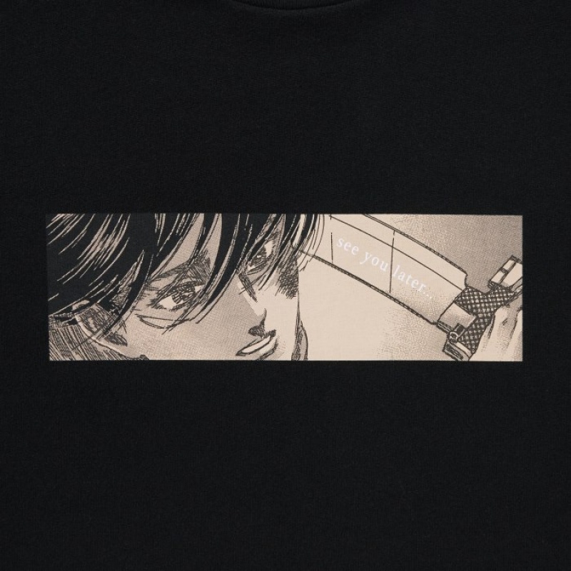 Women Uniqlo Attack on Titan UT Short-Sleeve T Shirts Black | 6408442