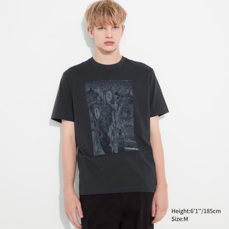 Women Uniqlo Attack on Titan UT Short-Sleeve T Shirts Grey | 3302282