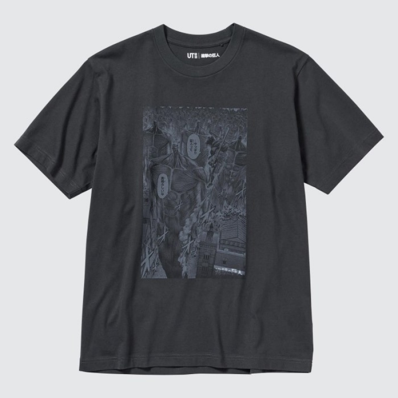 Women Uniqlo Attack on Titan UT Short-Sleeve T Shirts Grey | 3302282