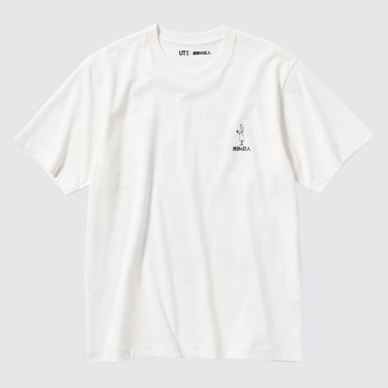 Women Uniqlo Attack on Titan UT Short Sleeve T Shirts White | 429439