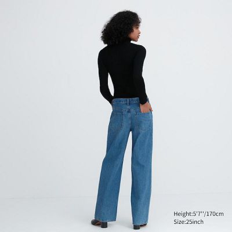 Women Uniqlo Baggy Jeans Grey | 1848692