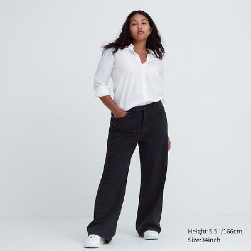 Women Uniqlo Baggy Jeans Grey | 1848692