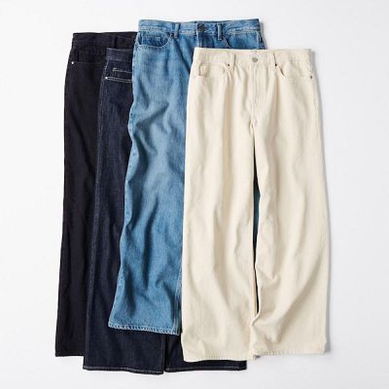 Women Uniqlo Baggy Jeans Navy | 3437199