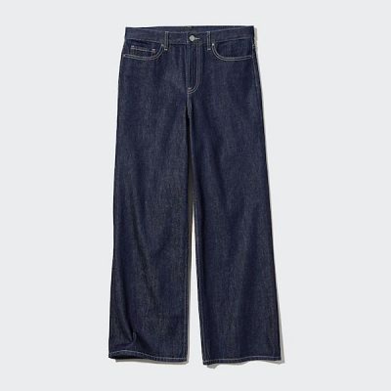 Women Uniqlo Baggy Jeans Navy | 3437199