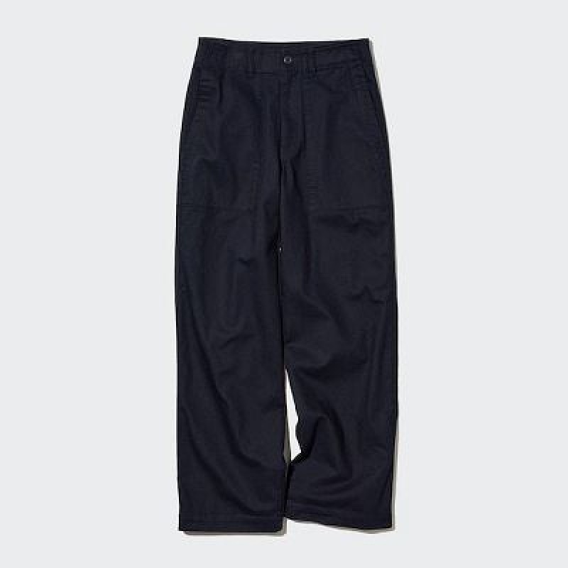 Women Uniqlo Baker Pants Navy | 8607779
