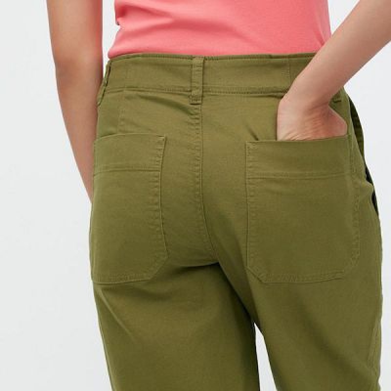 Women Uniqlo Baker Pants Olive | 3937516