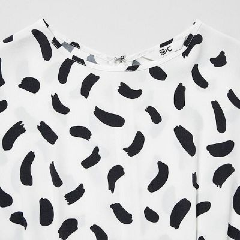 Women Uniqlo Balloon Sleeve Short-Sleeve Dress White | 9005724