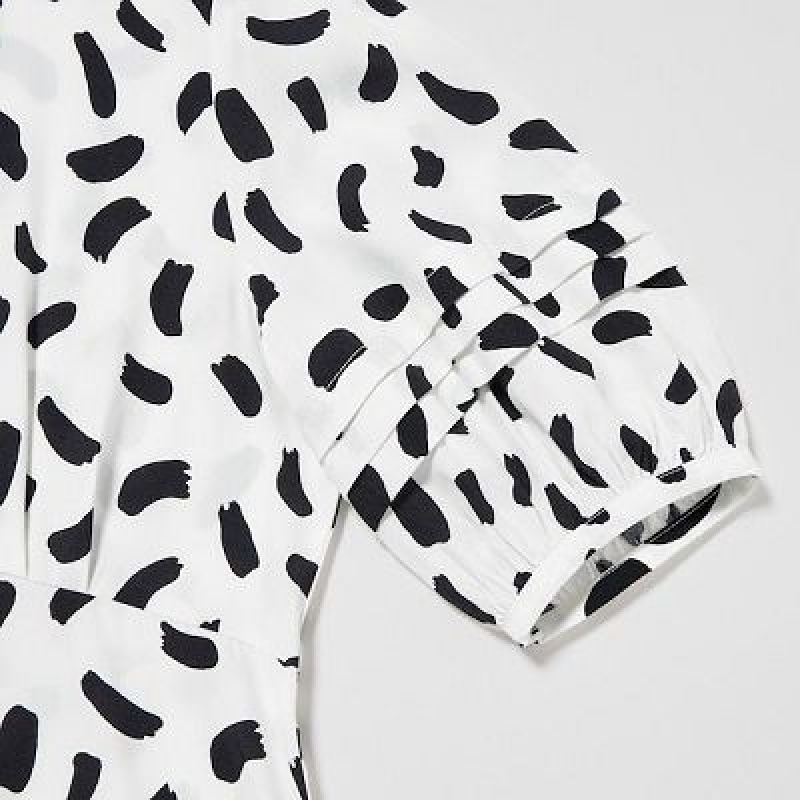 Women Uniqlo Balloon Sleeve Short-Sleeve Dress White | 9005724
