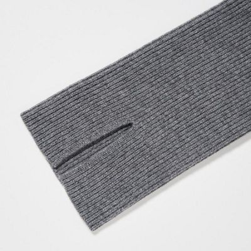 Women Uniqlo Boat Neck Long-Sleeve Knit Dress Grey | 3825821