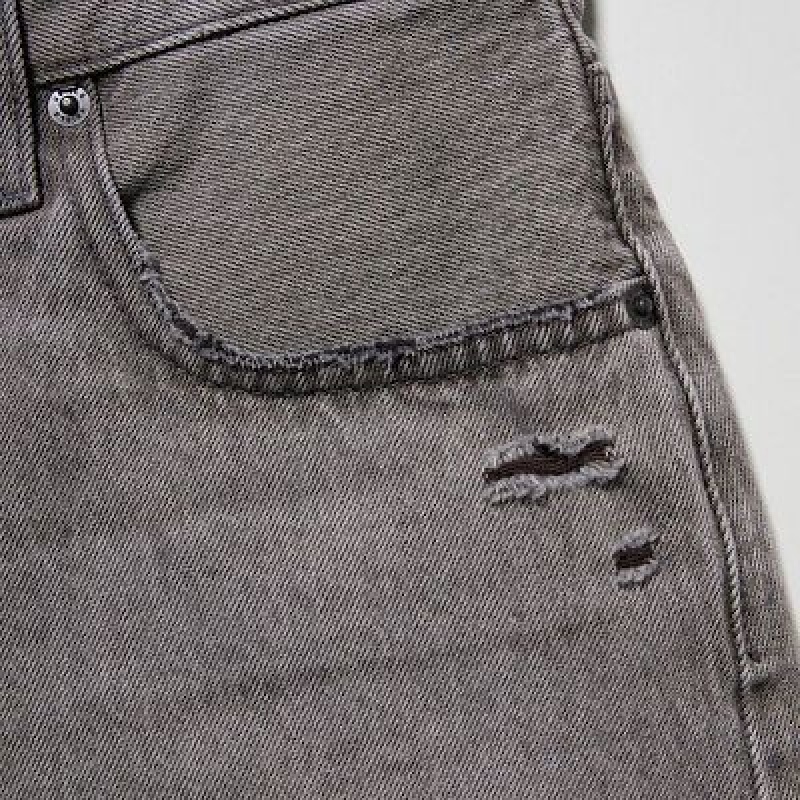 Women Uniqlo Boyfriend Denim Shorts Grey | 6826810