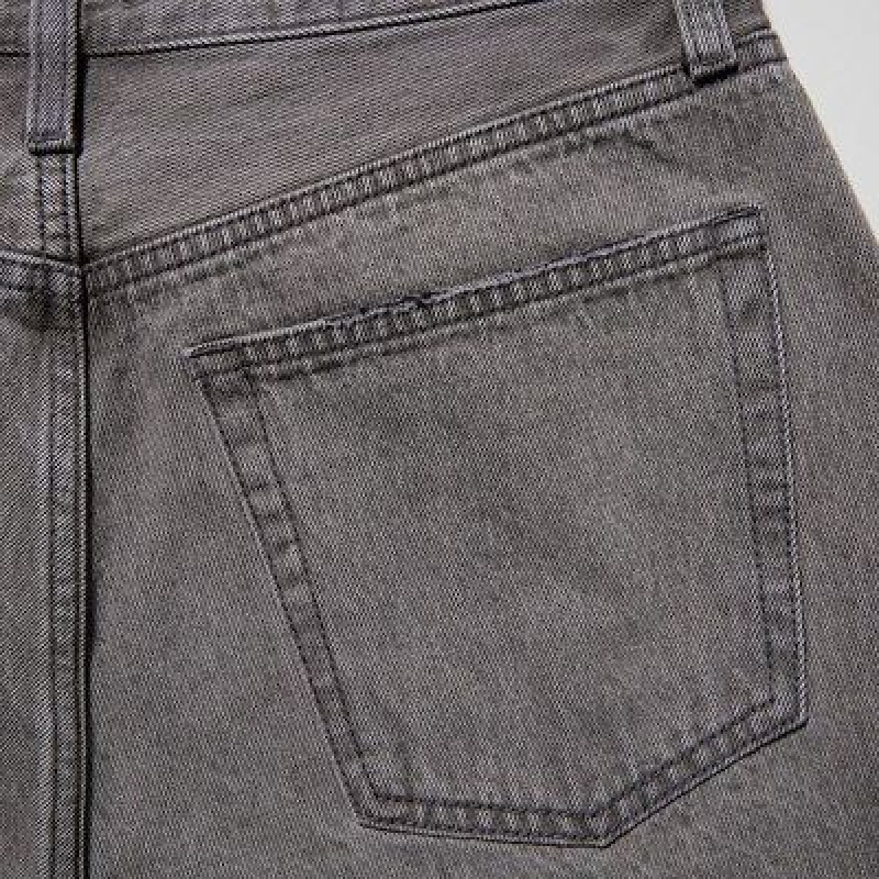 Women Uniqlo Boyfriend Denim Shorts Grey | 6826810