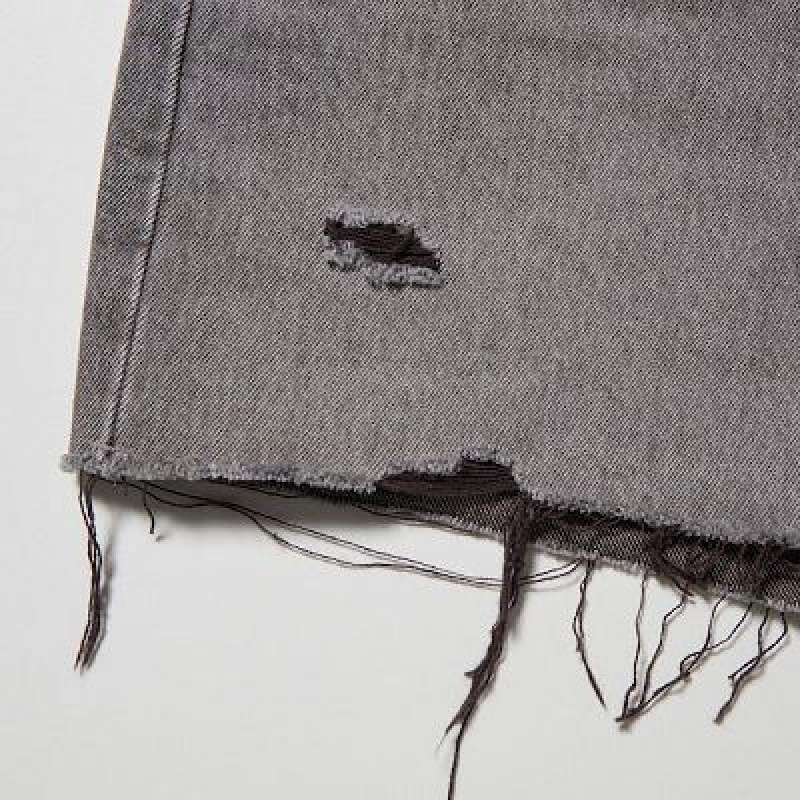 Women Uniqlo Boyfriend Denim Shorts Grey | 6826810