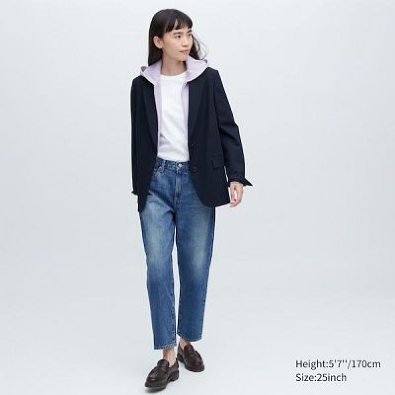 Women Uniqlo Boyfriend Tapered Jeans Blue | 8098910