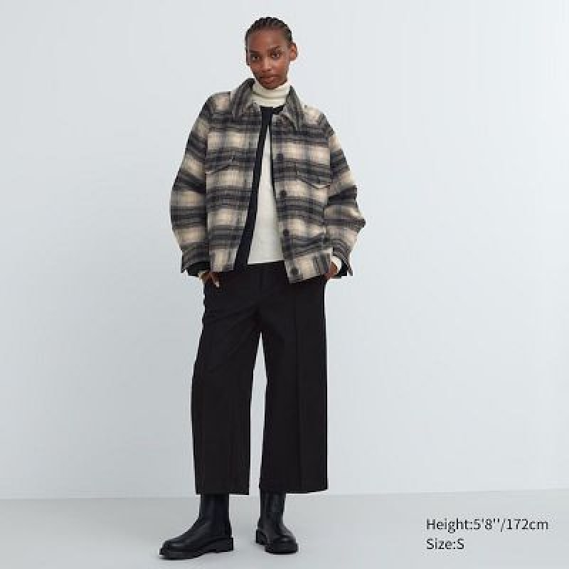 Women Uniqlo Brushed Jersey Cropped Pants Black | 9959447