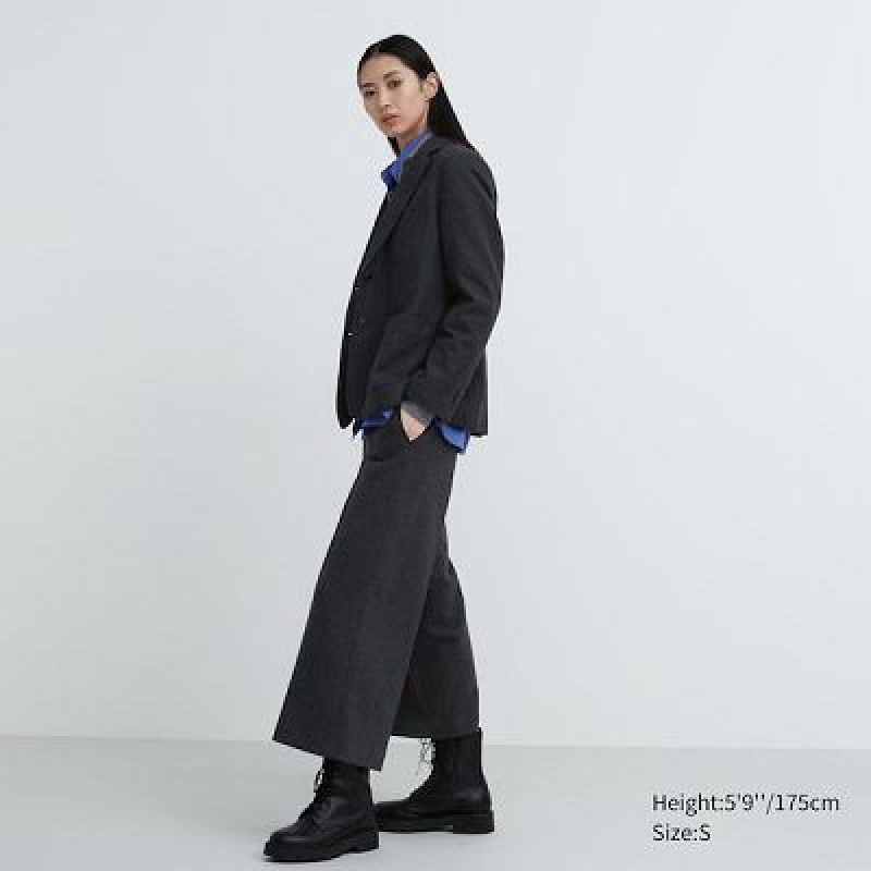 Women Uniqlo Brushed Jersey Cropped Pants Black | 9959447