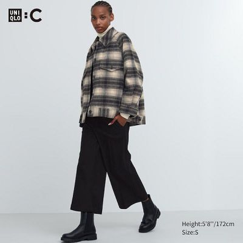 Women Uniqlo Brushed Jersey Cropped Pants Black | 9959447