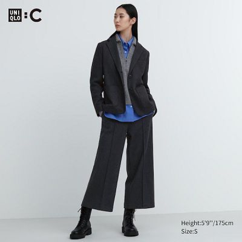Women Uniqlo Brushed Jersey Cropped Pants Grey | 425675