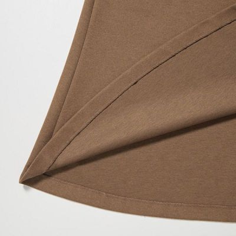 Women Uniqlo Brushed Jersey Flared Skirts Brown | 9693216