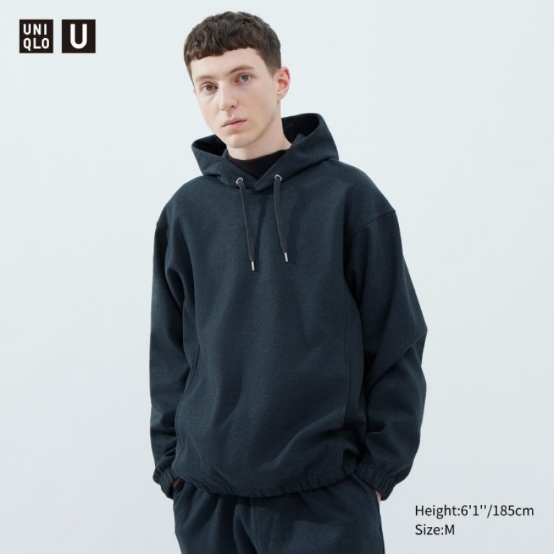 Women Uniqlo Brushed Jersey Long-Sleeve Hoodie Navy | 7048841