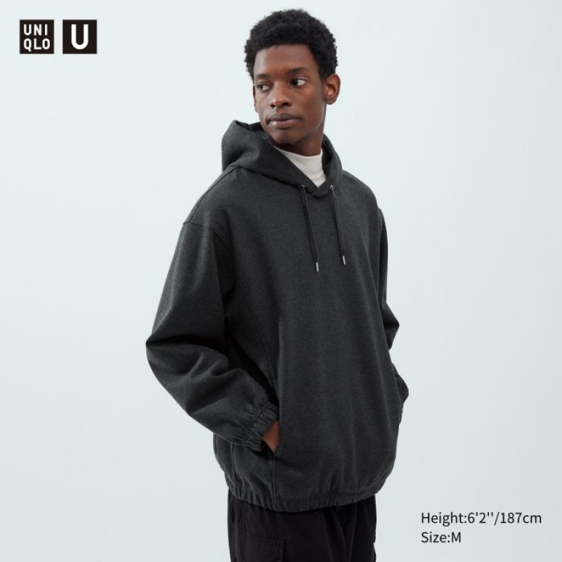 Women Uniqlo Brushed Jersey Long-Sleeve Hoodie Grey | 192830