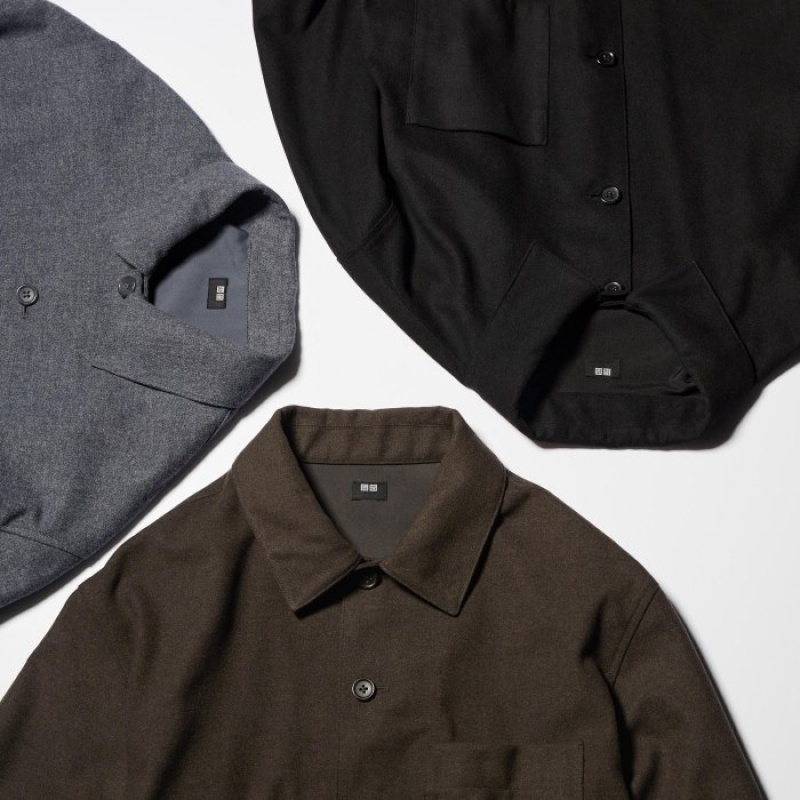 Women Uniqlo Brushed Twill Shirts Grey | 3333971