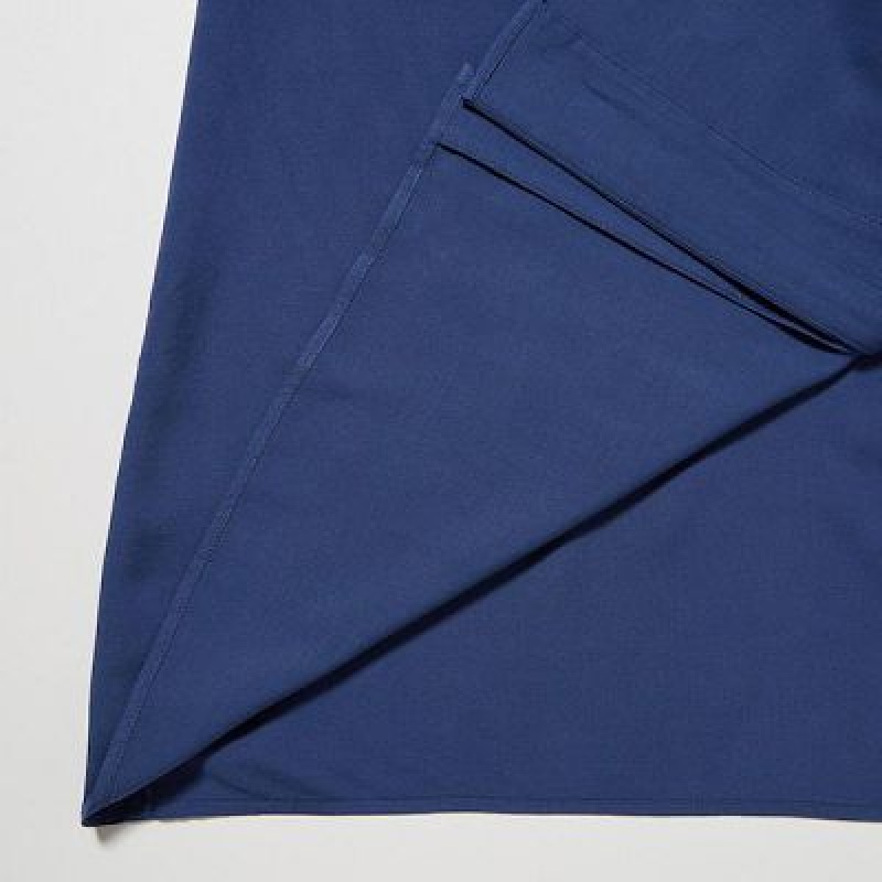 Women Uniqlo Button Down Camisole Flare Dress Blue | 3823623
