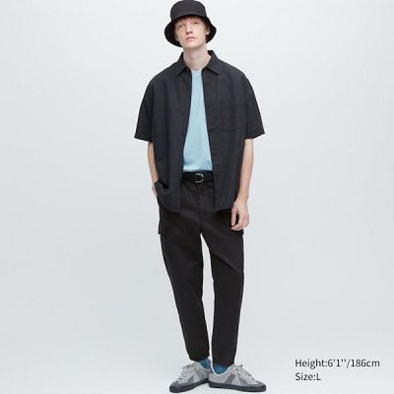 Women Uniqlo Cargo Joggers Black | 9587412